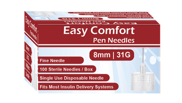 31G Easy Comfort Insulin Pen Needles 8mm for accurate insulin administration and comfort.