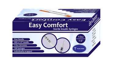 30G Easy Comfort Insulin Syringe 1/2cc for precise insulin delivery and comfort.