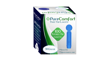 30G Pure Comfort Twist Top Lancets for accurate blood sampling, designed for everyday use.