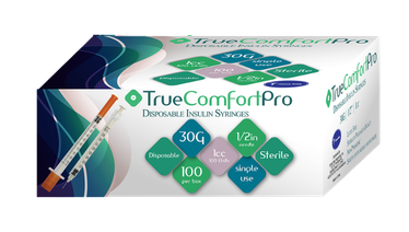 30G True Comfort Pro Insulin Syringes 1cc for precise insulin delivery with comfort.