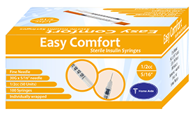 Easy Comfort Insulin Syringes 30G 1cc- 1/2"