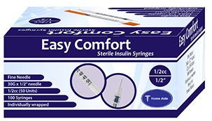 Easy Comfort Insulin Syringes 30G 1/2cc - 1/2"