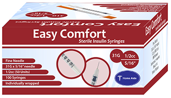 Easy Comfort Insulin Syringes 31G 1/2cc - 5/16"