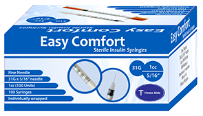 Easy Comfort Insulin Syringes 31G 1cc - 5/16"