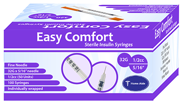 Easy Comfort Insulin Syringes 32G 1/2cc - 5/16"