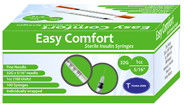 Easy Comfort Insulin Syringes 32G 1cc - 5/16"
