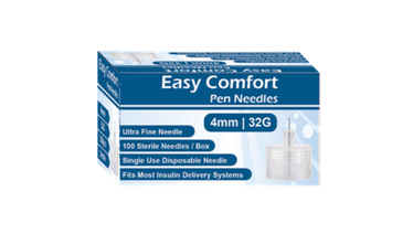 Easy Comfort Insulin Pen Needles 32G 4mm box of 100, ultra-fine single-use disposable pen needles for most insulin delivery systems