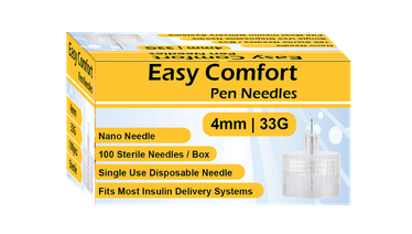 33G Easy Comfort Insulin Pen Needles 4mm for accurate, pain-free insulin delivery with comfort.