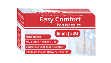 33G Easy Comfort Insulin Pen Needles 5mm for accurate and comfortable insulin delivery.