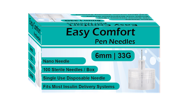 33G Easy Comfort Insulin Pen Needles 6mm for accurate insulin delivery and comfort.