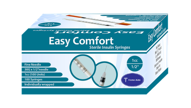 30G Easy Comfort Insulin Syringe 1cc for accurate insulin delivery with comfort and reliability.