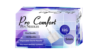 32G Pro Comfort Insulin Pen Needles 5mm for easy, precise insulin delivery with comfort.
