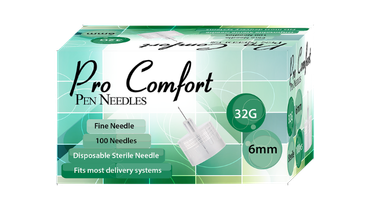 32G Pro Comfort Insulin Pen Needles 6mm for precise, comfortable insulin injections.