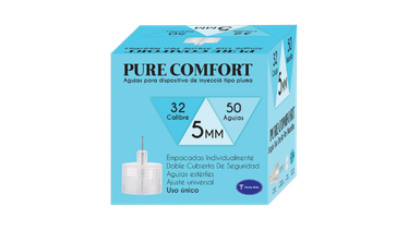 32G Pure Comfort Insulin Pen Needles 5mm 50ct for accurate and comfortable insulin delivery.