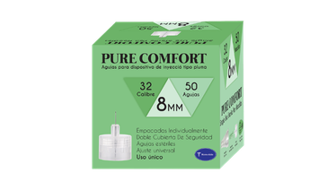 32G Pure Comfort Insulin Pen Needles 8mm 50ct for accurate insulin delivery with comfort.