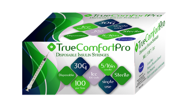 30G True Comfort Pro Insulin Syringes 1cc 5/16 for precise insulin delivery and comfort.