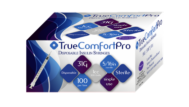 31G True Comfort Pro Insulin Syringes 1cc 5/16 for accurate insulin delivery with comfort and ease.