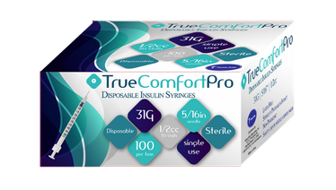 31G True Comfort Pro Insulin Syringes 1/2cc 5/16 for accurate insulin delivery with comfort.