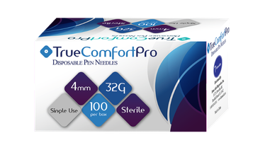 32G True Comfort Pro Pen Needles 4mm for precise insulin delivery and comfort.