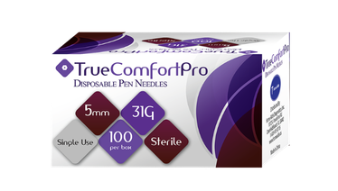 31G True Comfort Pro Pen Needles 5mm for accurate and comfortable insulin injections.